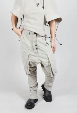 Wrinkled Drop Crotch Trousers in Eraser