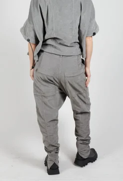 Wrinkled Drop Crotch Trousers in Pencil Cloud
