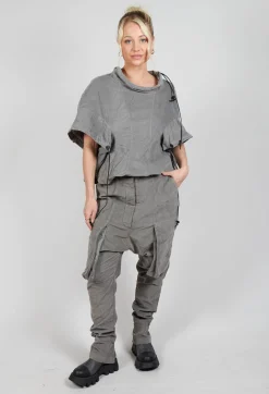 Wrinkled Drop Crotch Trousers in Pencil Cloud