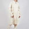 Wrinkled Long Sleeves and Point Collar Coat in Greige