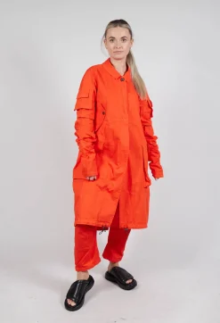 Wrinkled Long Sleeves and Point Collar Coat in Mandarine