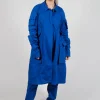 Wrinkled Long Sleeves and Point Collar Coat in Royal