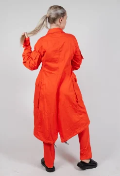 Wrinkled Long Sleeves and Point Collar Coat in Mandarine