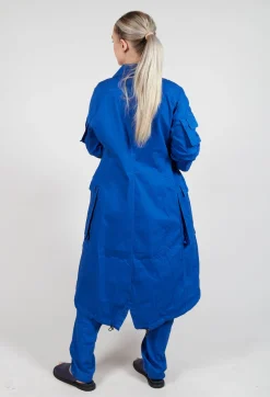 Wrinkled Long Sleeves and Point Collar Coat in Royal