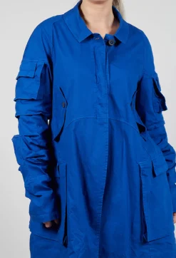 Wrinkled Long Sleeves and Point Collar Coat in Royal