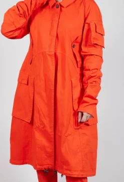 Wrinkled Long Sleeves and Point Collar Coat in Mandarine
