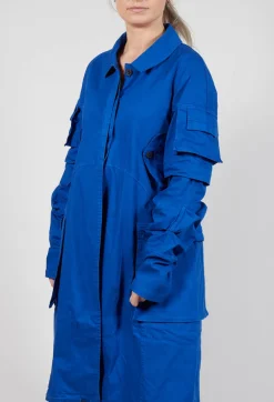 Wrinkled Long Sleeves and Point Collar Coat in Royal