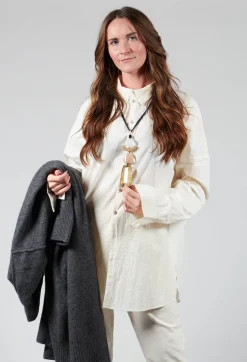 Wrinkled Unisex Collar Shirt in Natural