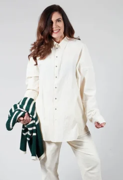 Wrinkled Unisex Collar Shirt in Natural