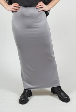 Zigi Long Jersey Fitted Skirt in Light Grey