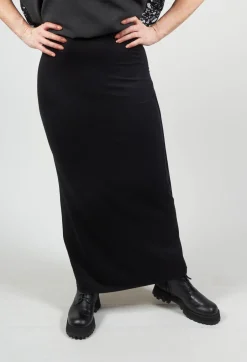 Zigi Long Jersey Fitted Skirt in Black