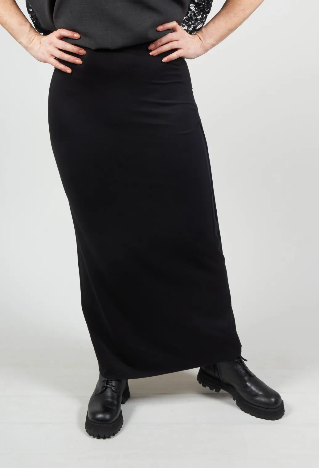Zigi Long Jersey Fitted Skirt in Black