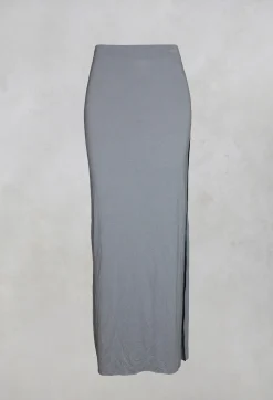 Zigi Long Jersey Fitted Skirt in Light Grey