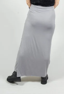 Zigi Long Jersey Fitted Skirt in Light Grey