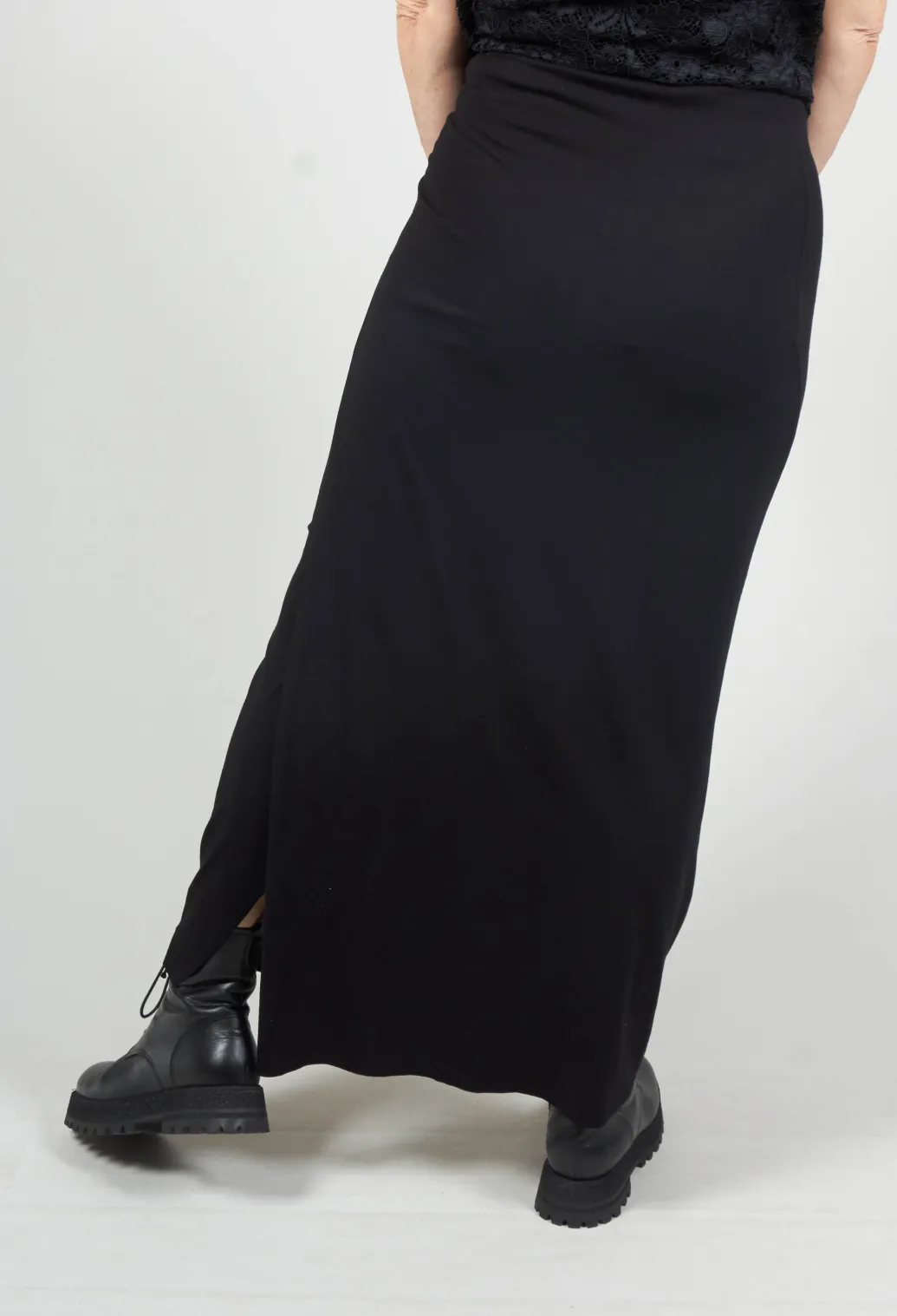 Zigi Long Jersey Fitted Skirt in Black