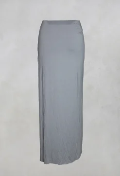 Zigi Long Jersey Fitted Skirt in Light Grey
