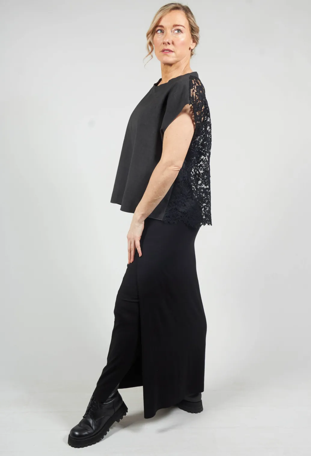 Zigi Long Jersey Fitted Skirt in Black