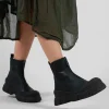 Zip Front Ankle Boots in Gasoline Verde Blu Scuro