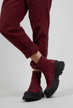 Zip Front Ankle Boots in London Bordeaux