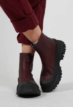 Zip Front Ankle Boots in Gasoline Lagrain