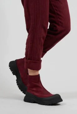 Zip Front Ankle Boots in London Bordeaux