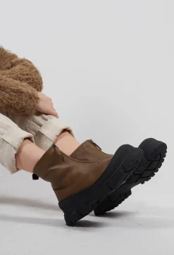 Zip Front Ankle Boots in Gasoline Barbados