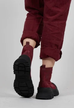 Zip Front Ankle Boots in London Bordeaux