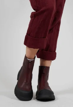 Zip Front Ankle Boots in Gasoline Lagrain