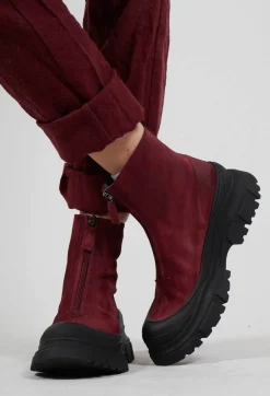 Zip Front Ankle Boots in London Bordeaux