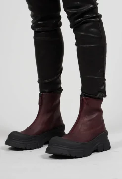 Zip Front Ankle Boots in Gasoline Lagrain