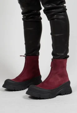 Zip Front Ankle Boots in London Bordeaux