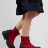 Zip Front Ankle Boots with Cleated Sole in London Cherry