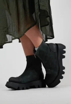 Zip Front Ankle Boots with Cleated Sole in London Amazzonia