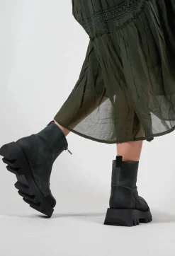 Zip Front Ankle Boots with Cleated Sole in London Amazzonia