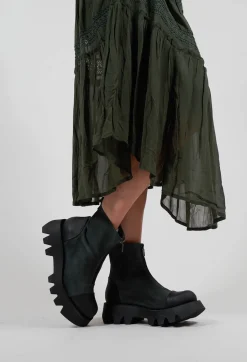 Zip Front Ankle Boots with Cleated Sole in London Amazzonia