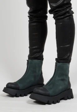 Zip Front Ankle Boots with Cleated Sole in London Amazzonia