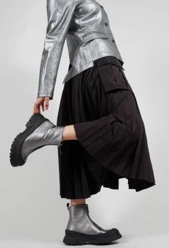 Zip Front Metallic Ankle Boots in Omega 19