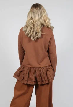Zip Front Peplum Jacket in Brick