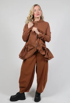 Zip Front Peplum Jacket in Brick