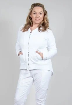 Zip Through Jersey Jacket in White