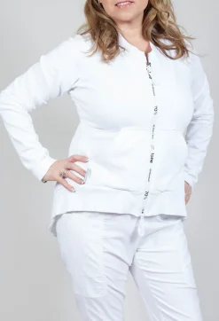 Zip Through Jersey Jacket in White