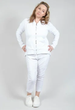 Zip Through Jersey Jacket in White