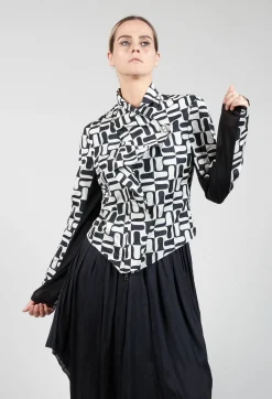 Zip Up Jacket with Mesh Panel Detail in Black and White
