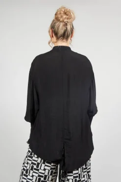 Zip Up Silk Blend Bomber Jacket in Nero