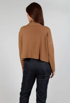 Zip Up Stripe Cardigan in Brown