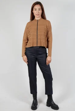 Zip Up Stripe Cardigan in Brown