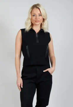 Zipped Sweater Vest in Black
