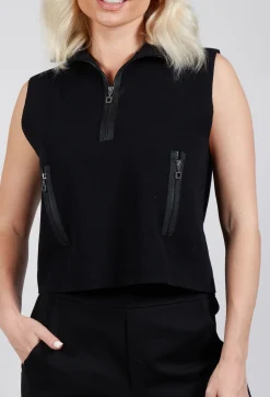 Zipped Sweater Vest in Black