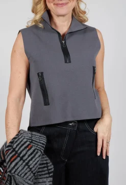 Zipped Sweater Vest in Charcoal