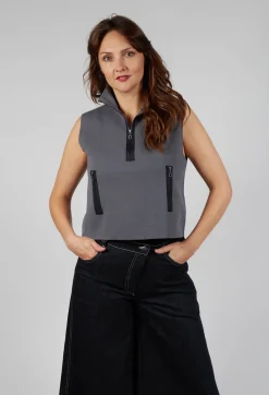 Zipped Sweater Vest in Charcoal